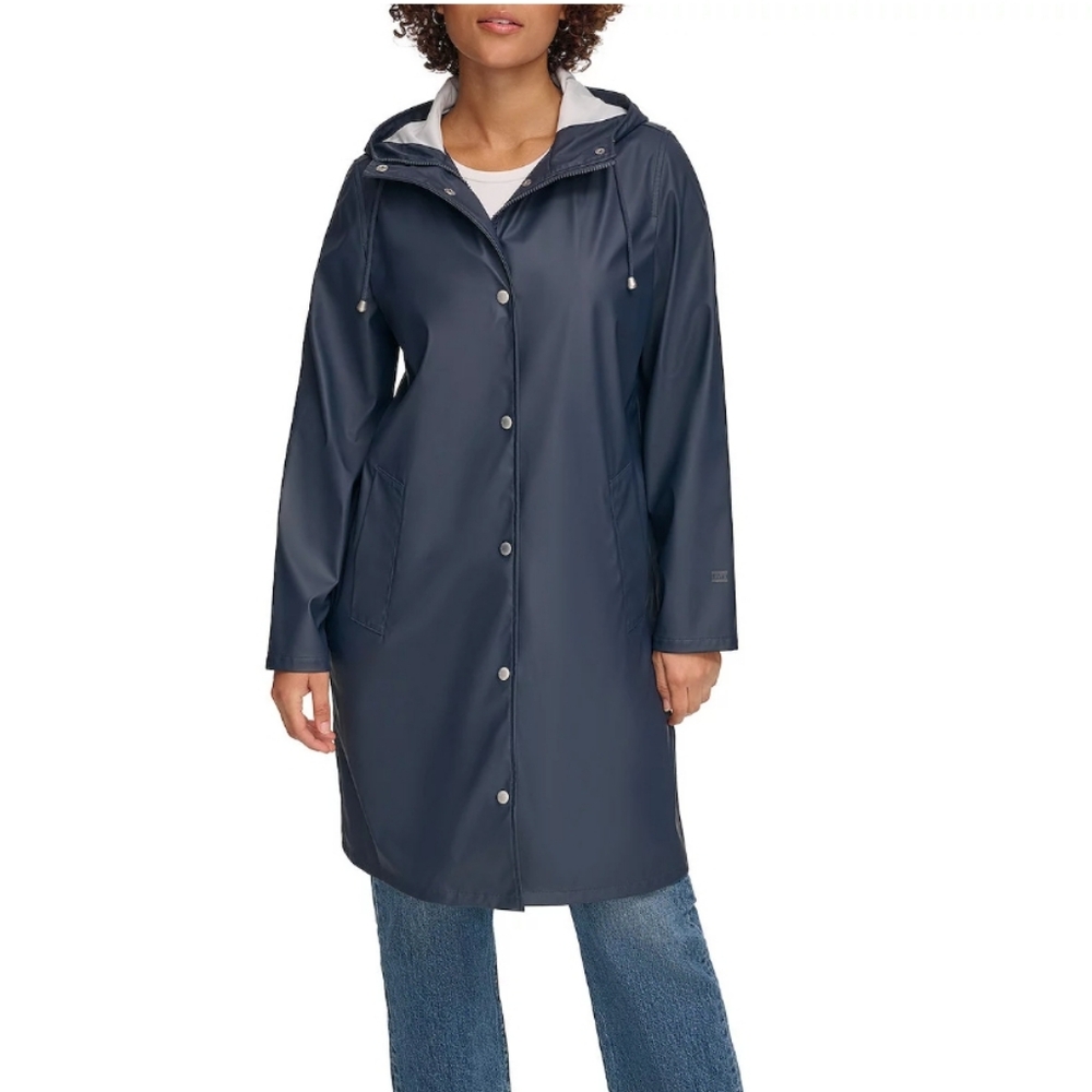 Levis long navy raincoat